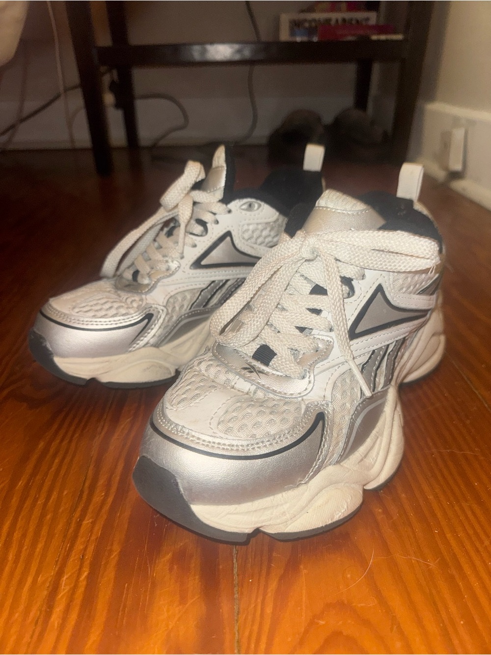Reebok Royal Charge Chunky Sneakers in White and Silver